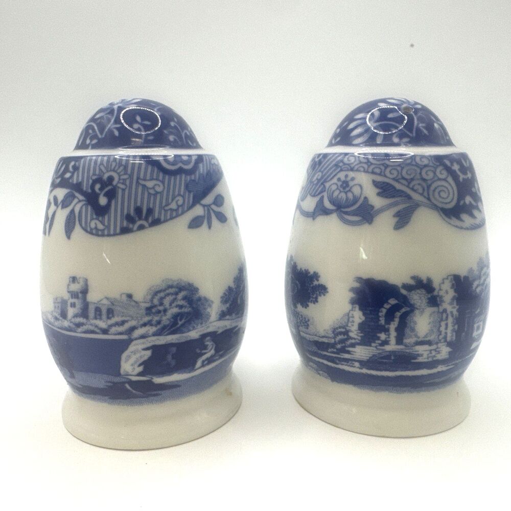 Spode Blue Italian Salt and Pepper Shakers 3" New